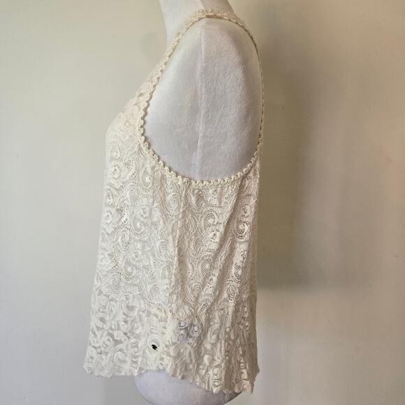 American Eagle Outfitters Floral Ivory Lace Tank Top Sz S/P Semi-sheer Femine - Picture 5 of 8
